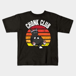 Chonk Club Cat Meme Funny Saying Gym Running Fitness Lover Kids T-Shirt